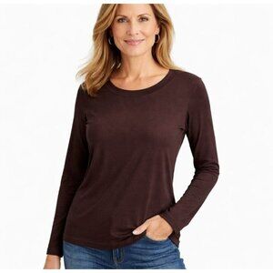 Josephine Chaus Brown Silk Viscose Knit Sweater Medium NWT Lightweight Crew